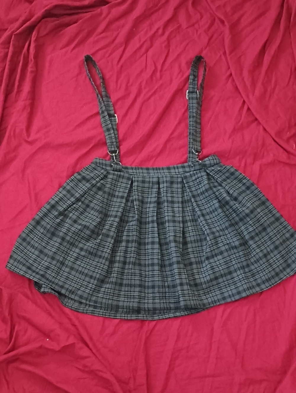 Hot Topic Black and Gray Plaid Suspender Skirt Size SM New Without Tags 🌹